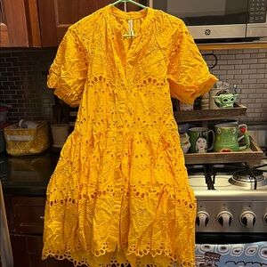 Yellow Eyelet Dress